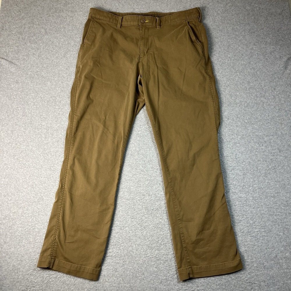 LL Bean Pants Mens 36x32 Beige Comfort Stretch Chino Flat Front Straight Cotton